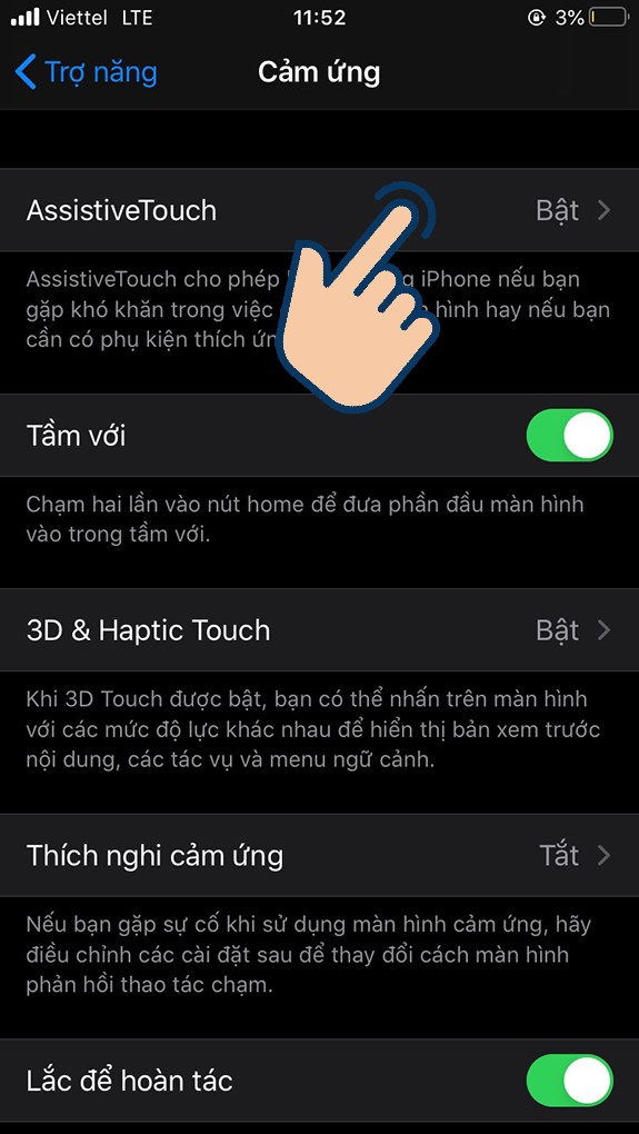 Bật nút Home trên iPhone đối với iOS 13 trở về sau 